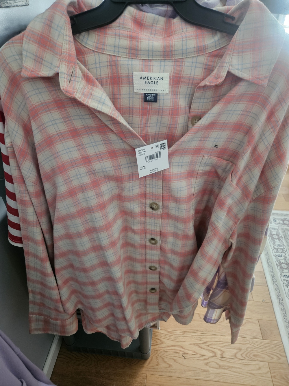 American Eagle Outfitters Pink Plaid Button-Up Shirt